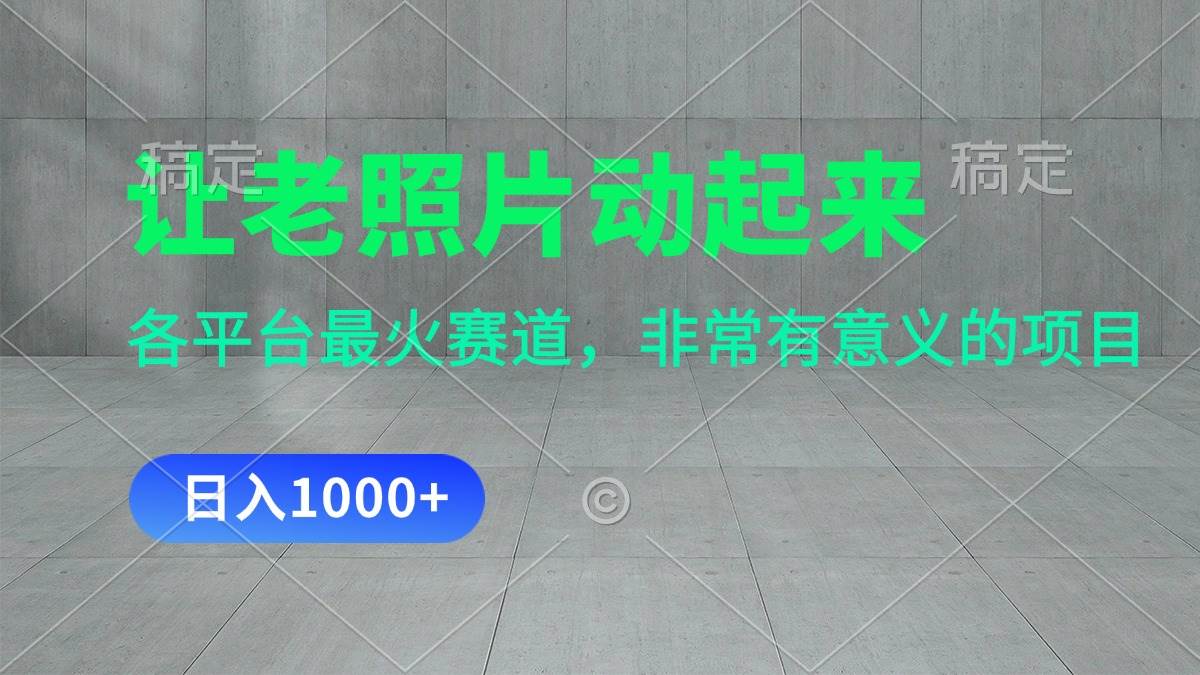 让老照片动起来，一天变现1000+，各平台最火赛道，看完就会-Azyku.com