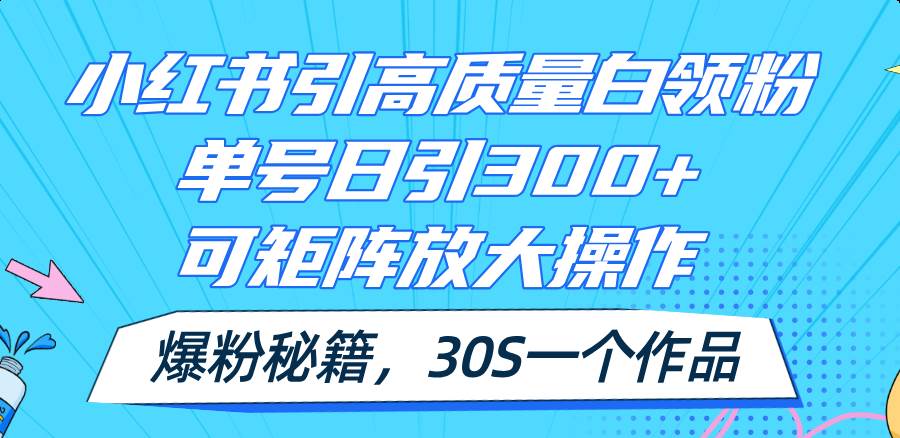 小红书引高质量白领粉，单号日引300+，可放大操作，爆粉秘籍！30s一个作品-Azyku.com